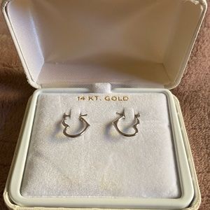 14K White Gold Heart Earrings